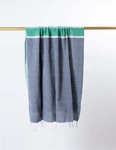 Turkish Towel Stripes - Charcoal/Green