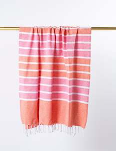 Accessories: Turkish Towel Stripes - Tangerine/Coral