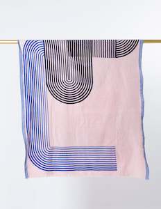 Turkish Towel Waves - Blush and Navy