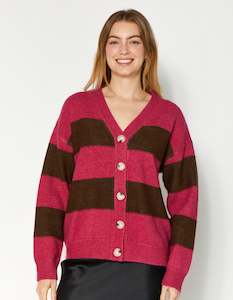 DEAR SUTTON Margaux Cardigan - Fuchsia/Toffee