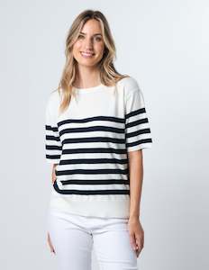 STELLA ESSENTIALS Baldwin Top - Navy/White Stripe