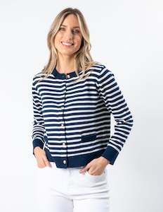 STELLA ESSENTIALS Navy Cardi - Navy and White