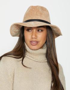 Chenille Hat - Natural with Latte