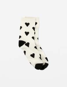 Socks - White with Black Heart