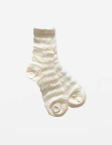 Socks Striped Crochet White