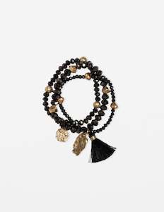 Bracelets: Set of 3 Black Onyx Bead Bracelet