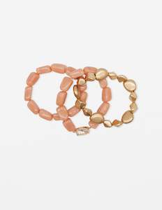 Peach & Gold Multi Beads Bracelet