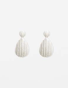 Oval Textured Earrings - Silver