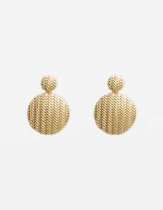 Round Textured Earrings - Gold