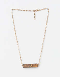 Necklaces: Gold Natural Stone Bar Choker Necklace