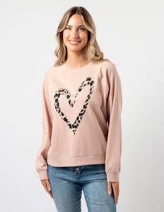 Everday Sweater - Blush Leopard Heart