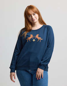 Sweater - Navy Horses