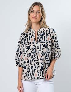 Tamsin Blouse - Navy Geo