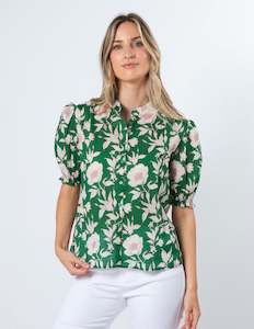 Bex Blouse - Vintage Green Floral