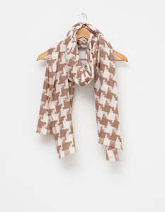 Scarf - Beige/White Houndstooth Modal