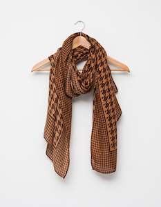 Scarf - Viscose Houndstooth Amber/Brown