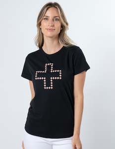 T-Shirt - Black Antique Rose Cross