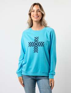 Classic Sweater - Sky Blue with Chevron Cross