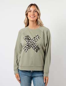 Everyday Sweater - Sage Leopard X