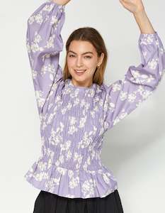 DEAR SUTTON Sloane Top - Periwinkle Floral