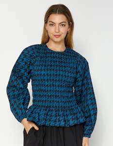 DEAR SUTTON Sloane Top - Midnight Houndstooth