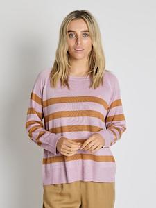 Bella Jumper - Mauve/Dark Toffee Stripe