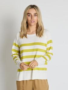 Bella Jumper - White/Lime Stripe