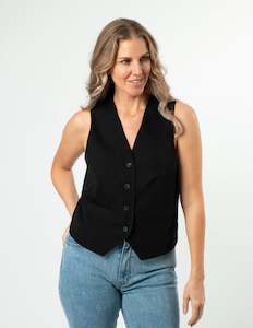 Tops: Cannes Waistcoat - Black