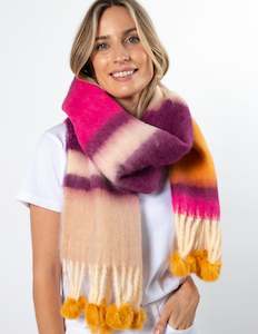 Scarf - Pinks and Pompoms