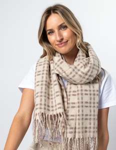 Noughts and Crosses Scarf - Ivory