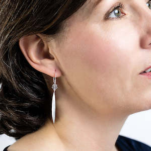 Jewellery: Earrings - Fern Icon with Harakeke (Flax) Drop