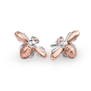 Jewellery: Studs - Honey Bee with Rose Gold Plate