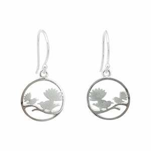 Jewellery: 2 Fantails In Circle Polish/Matte Earrings (small)