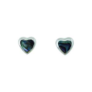 Studs - 6mm Heart Paua Silver Frame