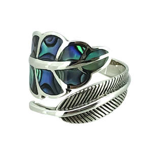 Jewellery: Ring - Paua Wrap Leaf & Fern