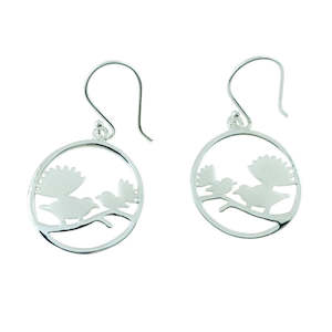 2 Fantails In Circle Polish/Matte Earrings (medium)