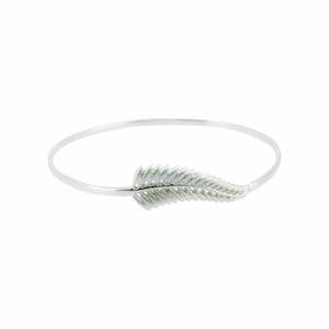 Jewellery: Iced Silver Fern Bangle (60mm diameter)