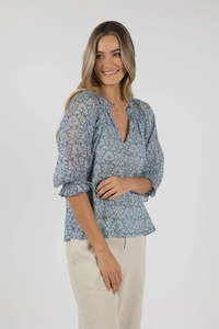 Portafino Aries Blouse /Blue Print