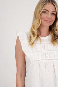 Clothing: Pinkie Top Linen /White