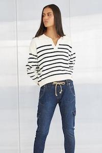 Rita Polo sweater /Navy Stripe