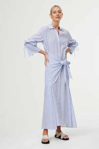 Dakota Maxi Shirt Dress/Sea Stripe