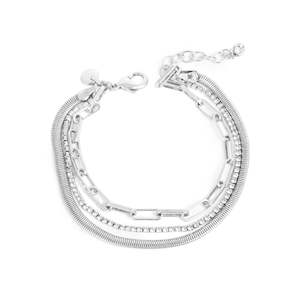 Shiny Facets 3 Row Bracelet /Silver