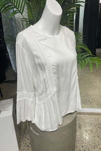 Italian Lace Inset Blouse /Ivory