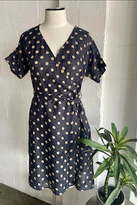 Clothing: Italian Wrap Dress /Navy Spot