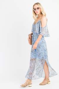 Womenswear: Ruffle Cami Maxi Dress - Blue print