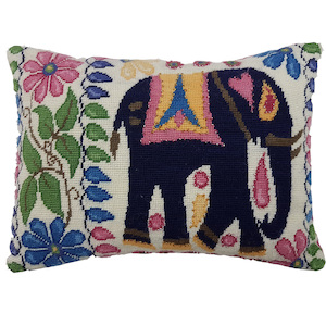 Elephant Garden Needlepoint Cushion Kit