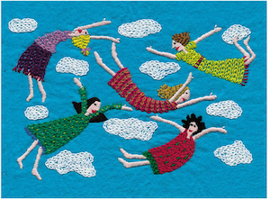 Floating Around In Frocks Embroidery on Felt