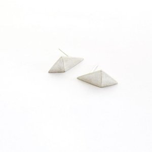 Folded Triangle Drop Earring Studs in Brass or Silver