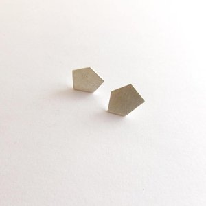 Pentagon Earring Studs in Brass or Silver