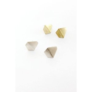 Folded Geometric Earring Studs in Brass or Silver